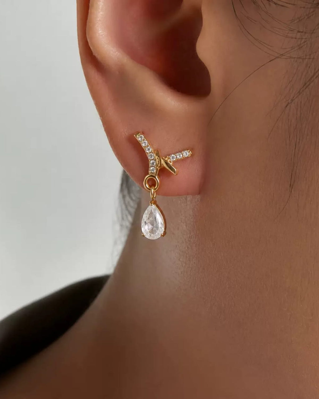 Aveline Crystal Bow Drop Earrings