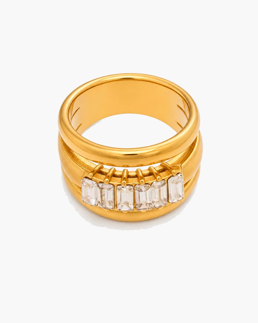 Baguette Crystal Wide Band Ring