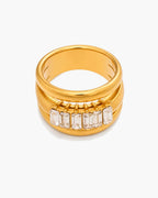 Baguette Crystal Wide Band Ring
