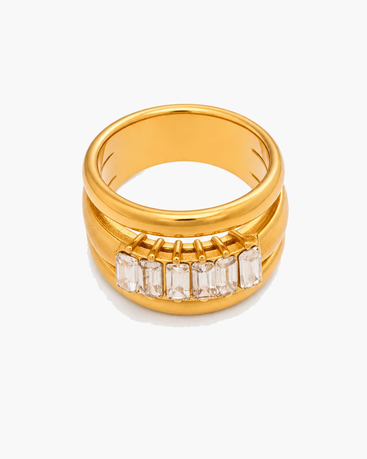 Baguette Crystal Wide Band Ring