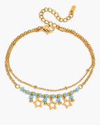 Blue Beaded Star Charm Bracelet