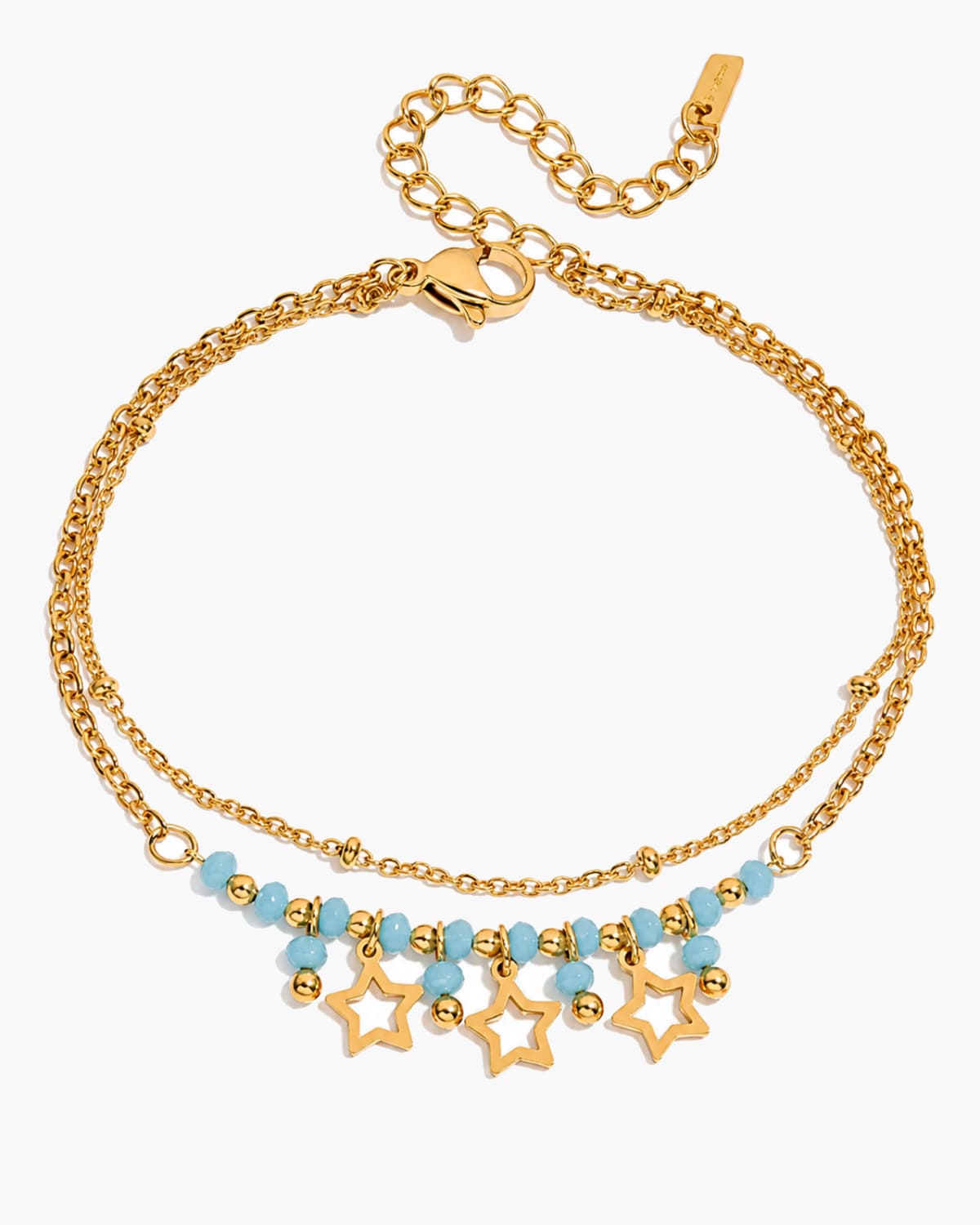 Blue Beaded Star Charm Bracelet