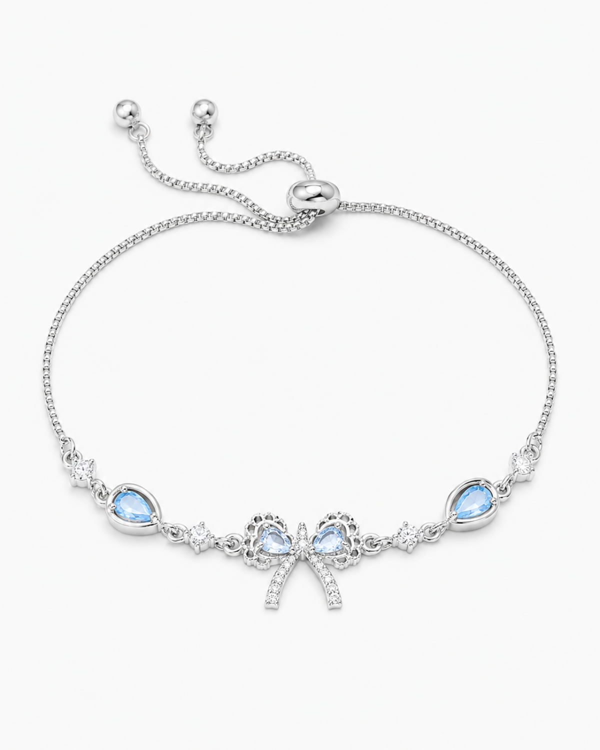Blue Bow Teardrop Bracelet