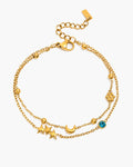 Blue Crystal Moon Star Layered Bracelet