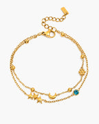 Blue Crystal Moon Star Layered Bracelet