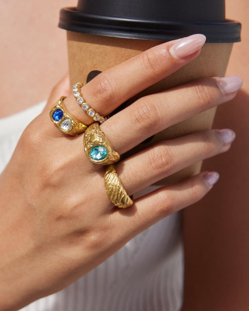 Blue Crystal Signet Ring
