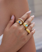Blue Crystal Signet Ring