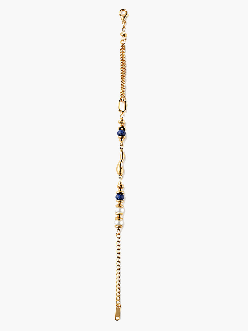 Maris Blue Stone Pearl Chain Bracelet