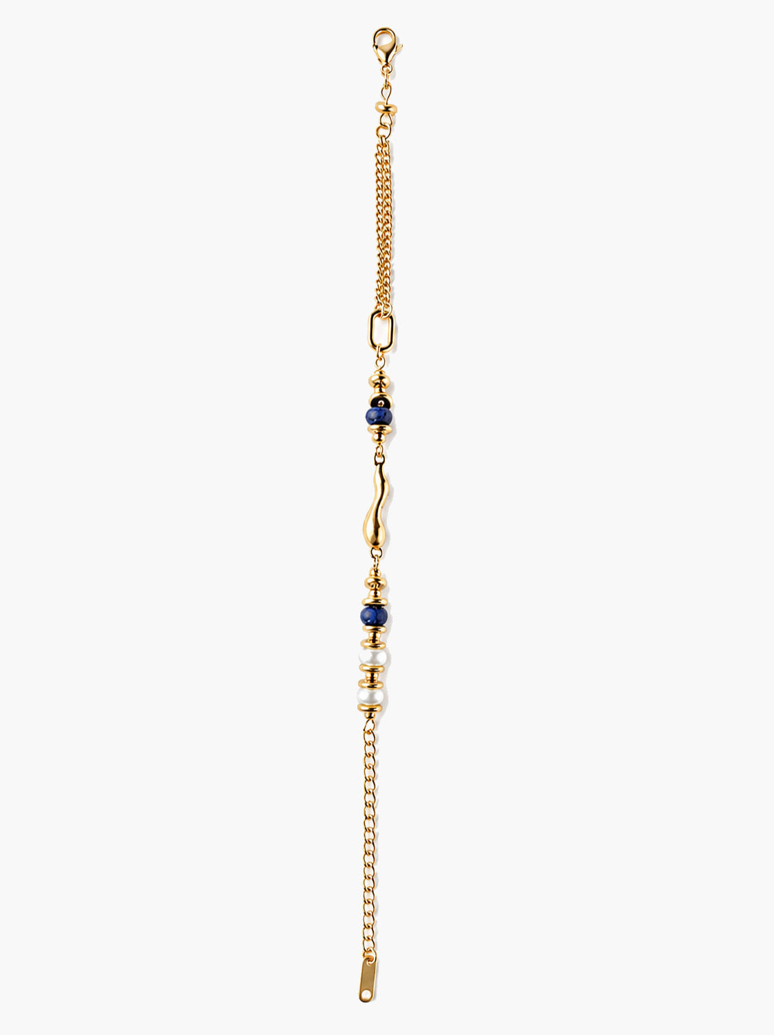 Maris Blue Stone Pearl Chain Bracelet