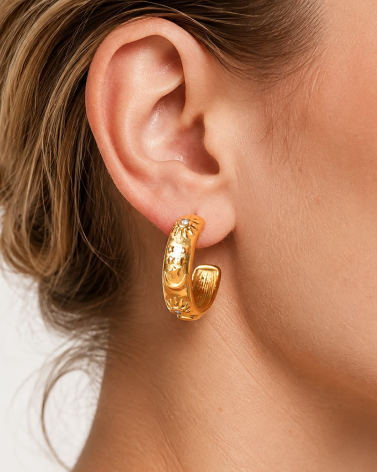 Celestine Sun Moon Hoop Earrings