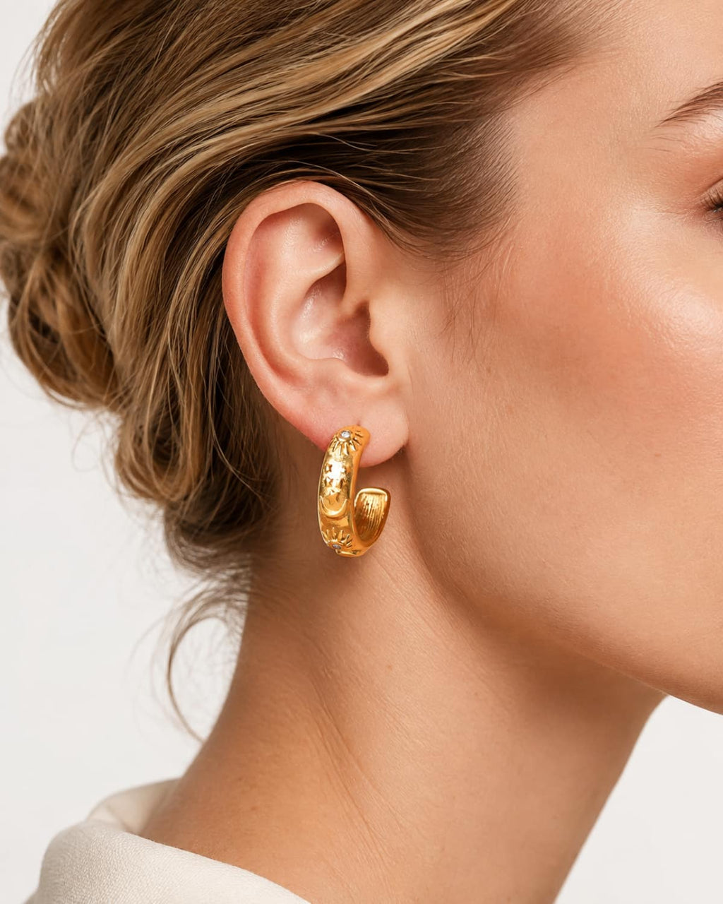 Celestine Sun Moon Hoop Earrings