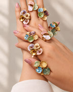 Colorful Enamel Petal Ring