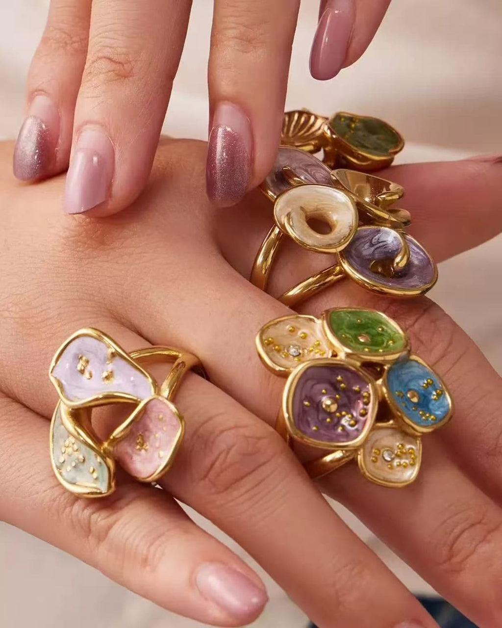 Colorful Enamel Petal Ring