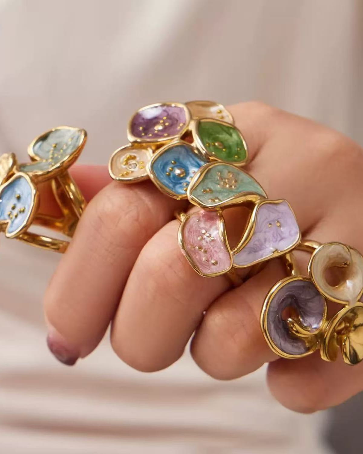 Colorful Enamel Petal Ring