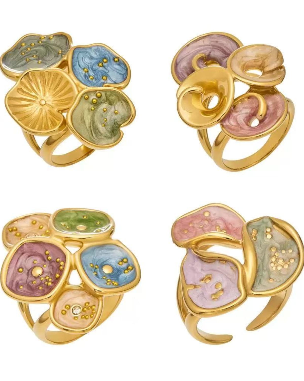 Colorful Enamel Petal Ring