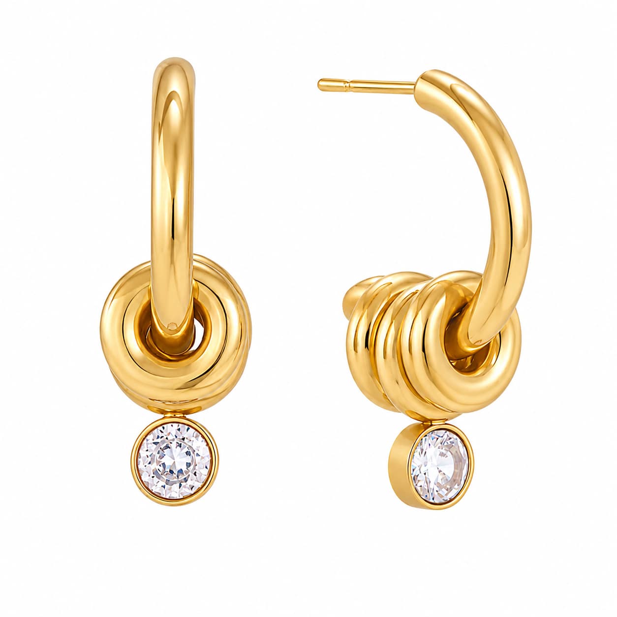 Coil Twist Crystal Hoops