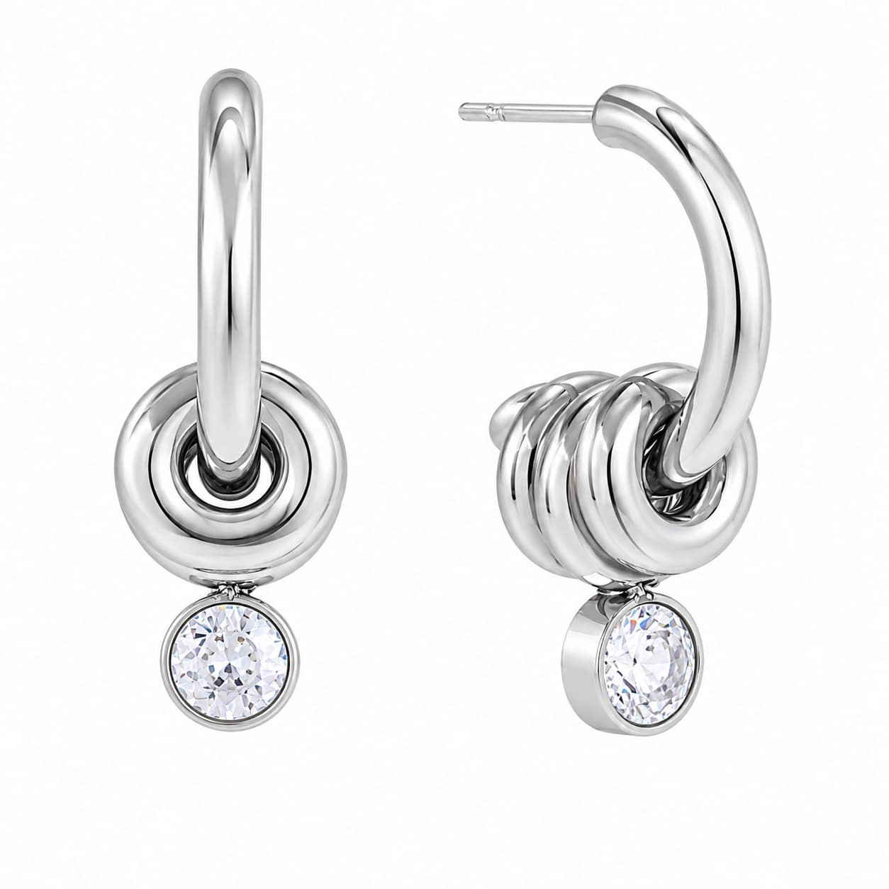 Coil Twist Crystal Hoops
