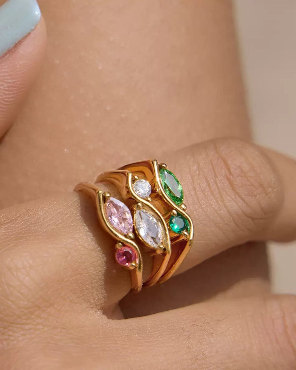 Crystal Leaf Ring