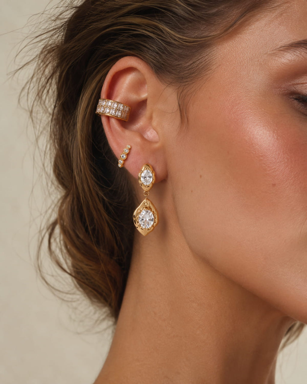 Double Crystal Drop Earrings
