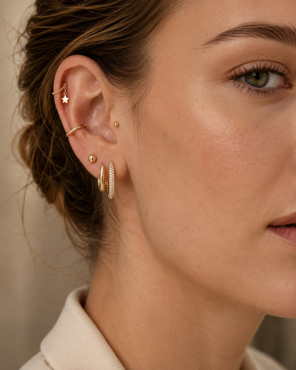 Double Oval Crystal Stud Earrings