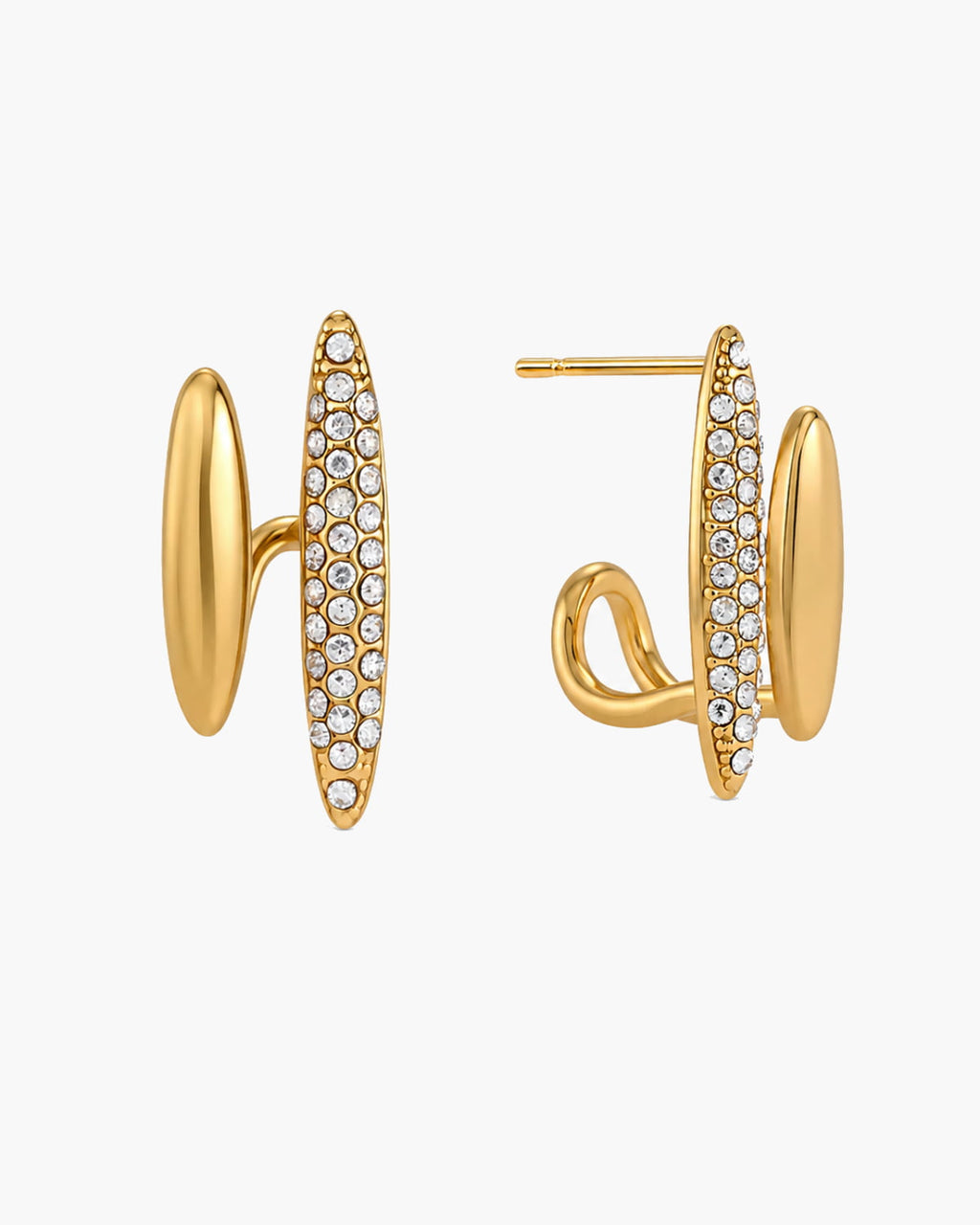 Double Oval Crystal Stud Earrings