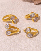 Double Teardrop Crystal Ring