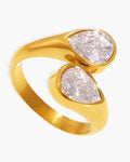 Double Teardrop Crystal Ring