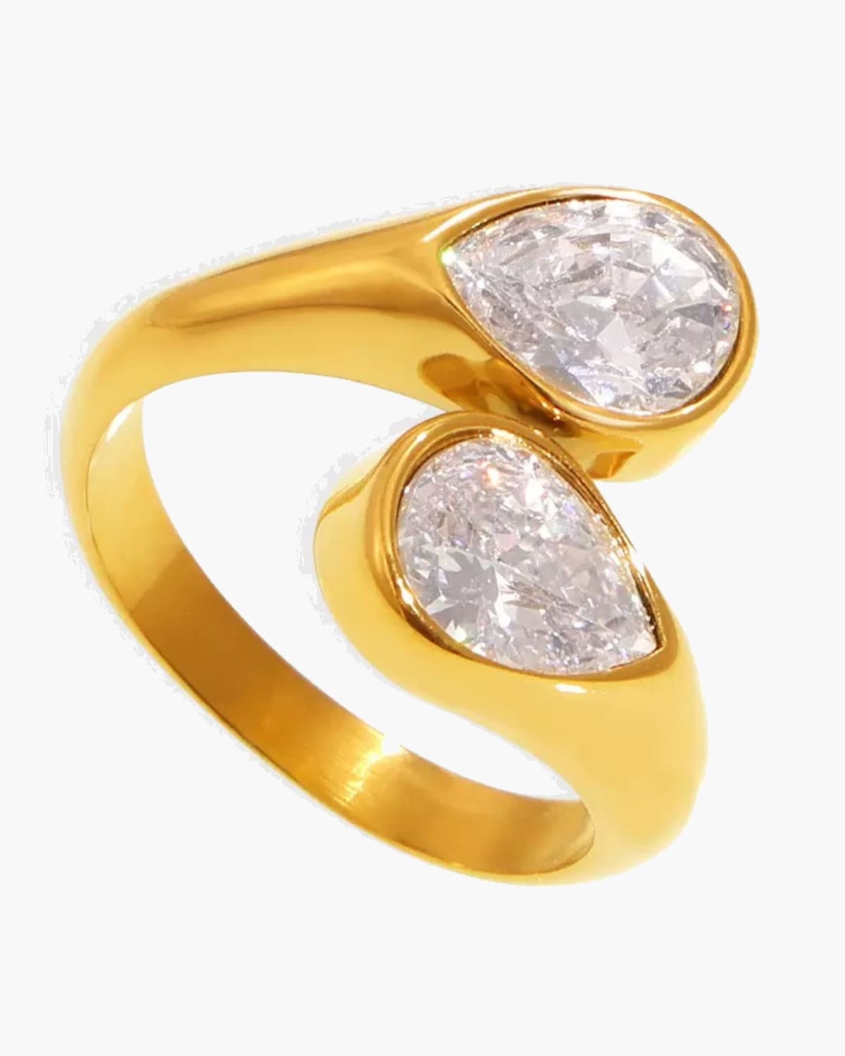 Double Teardrop Crystal Ring