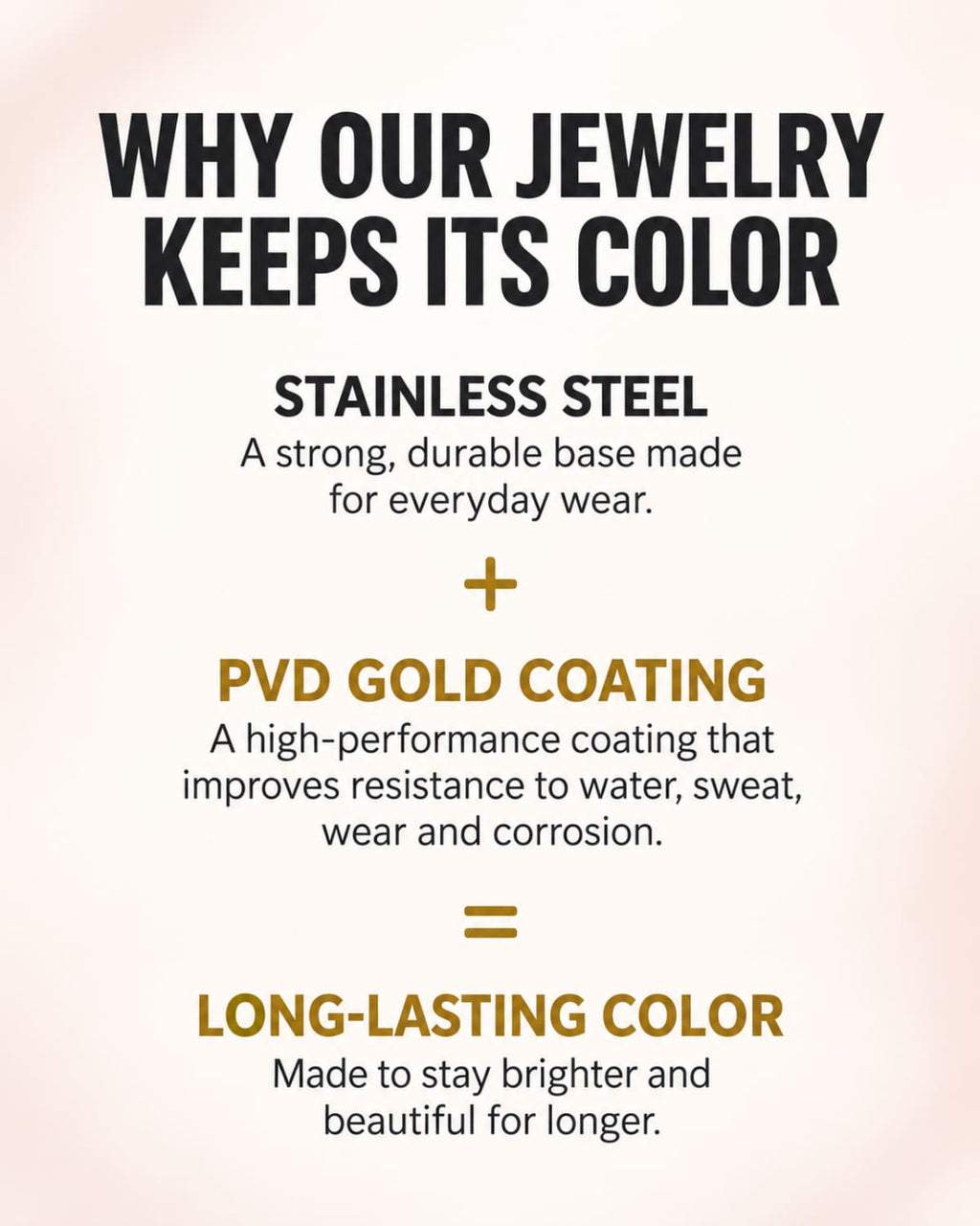 Eirwen waterproof, sweatproof, fade-resistant and hypoallergenic jewelry benefits