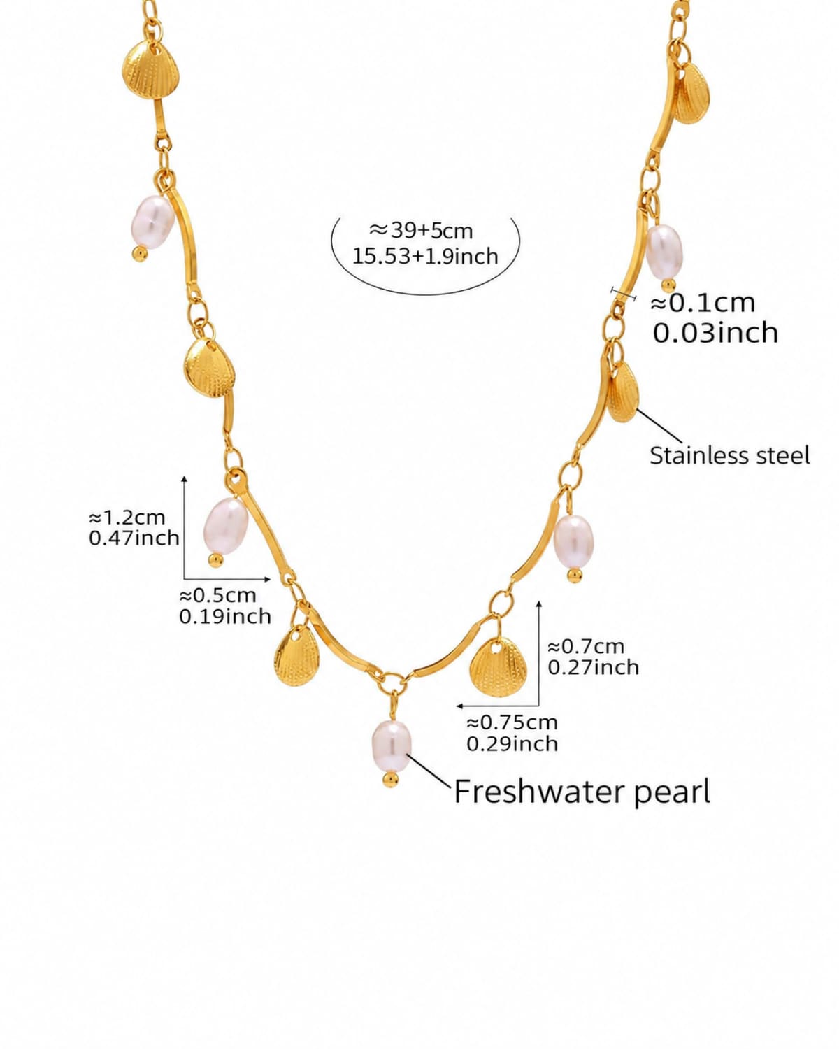 Freshwater Pearl Shell Charm Necklace
