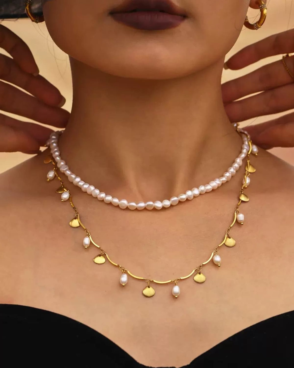 Freshwater Pearl Shell Charm Necklace