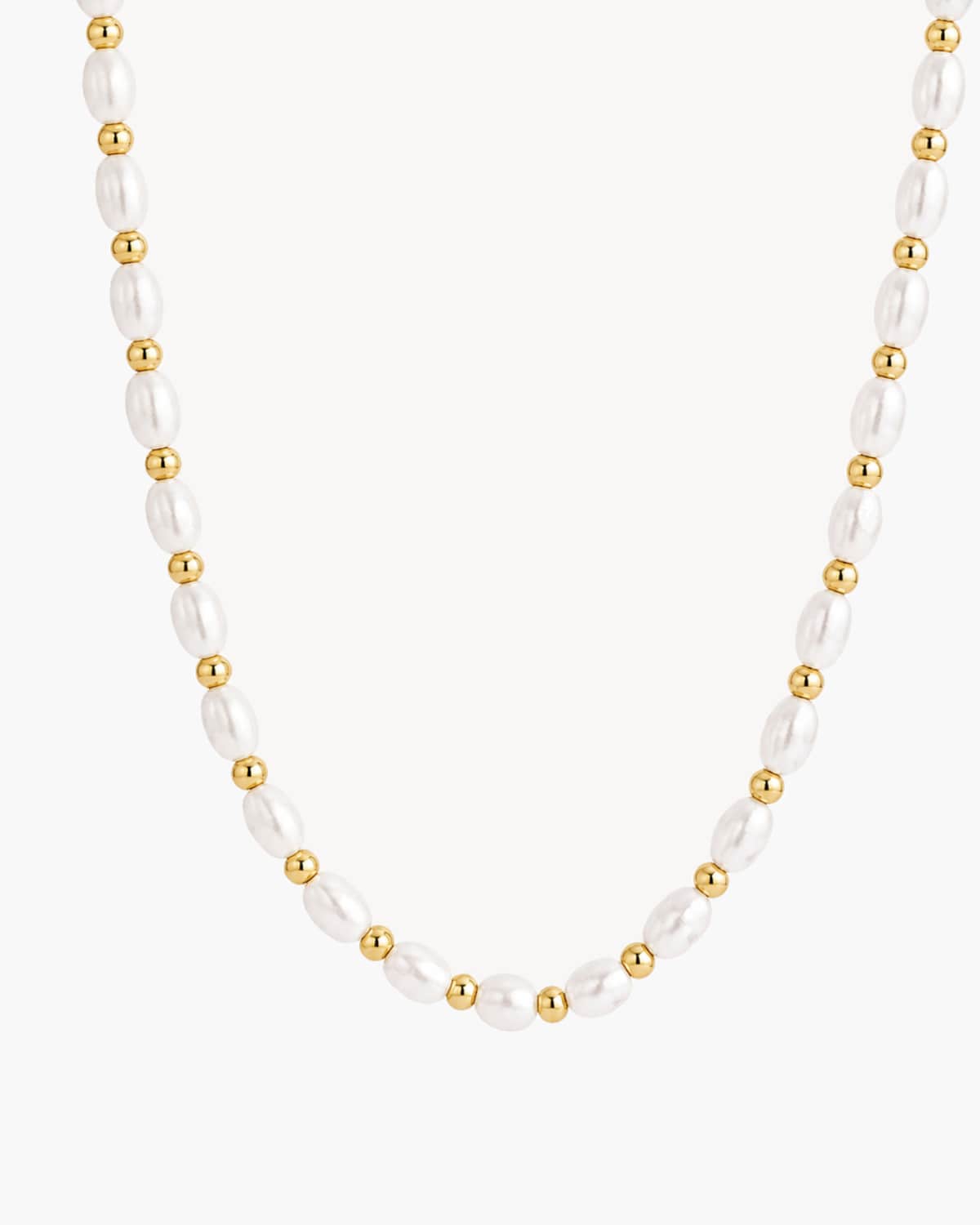 Gold Beaded Pearl Necklace