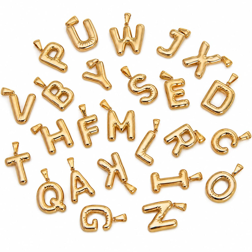 Gold Bubble Initial Necklace