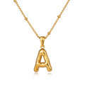 Gold Bubble Initial Necklace