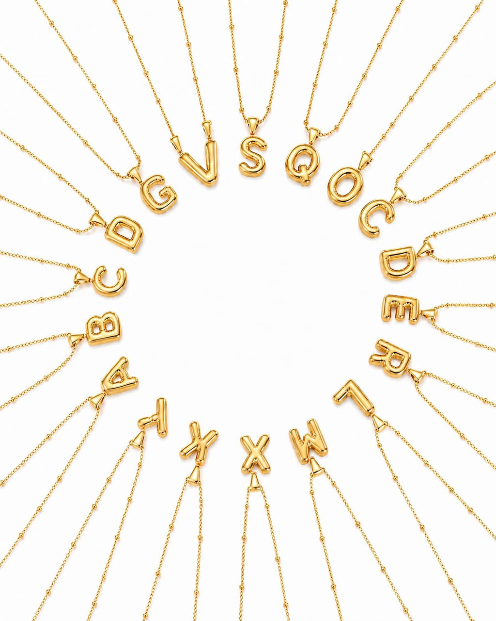 Gold Bubble Initial Necklace