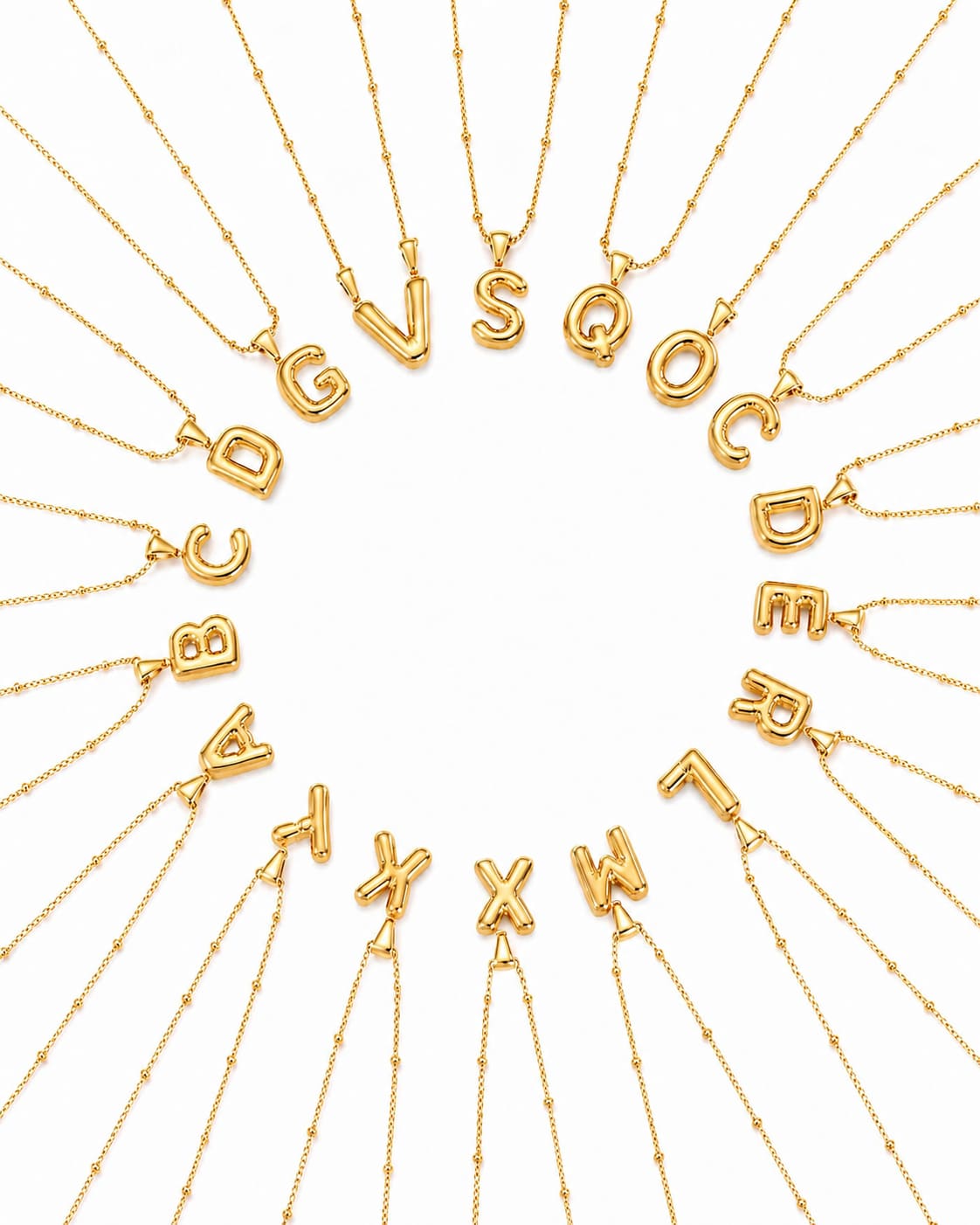 Gold Bubble Initial Necklace