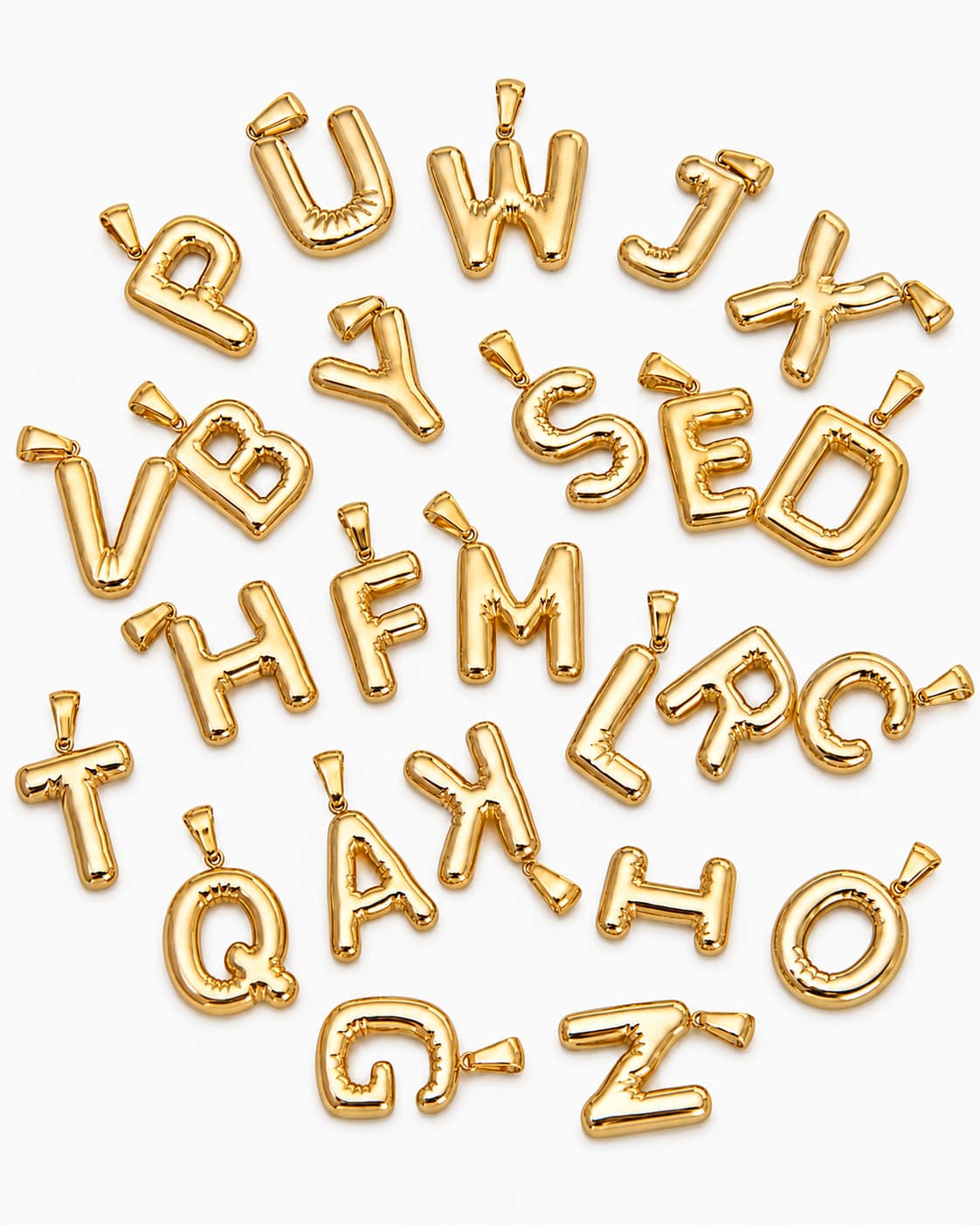 Gold Bubble Initial Necklace