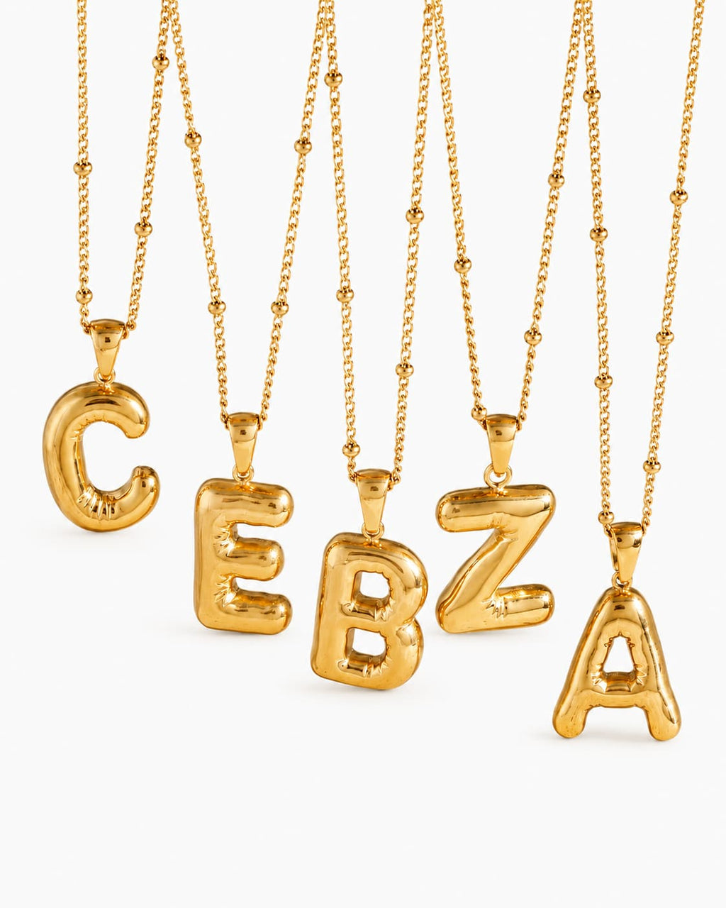 Gold Bubble Initial Necklace