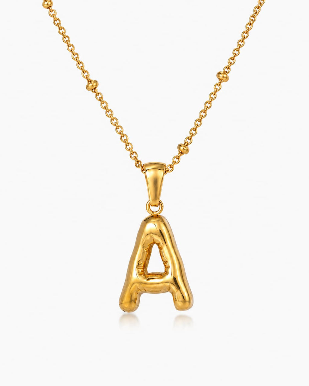 Gold Bubble Initial Necklace