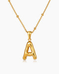 Gold Bubble Initial Necklace