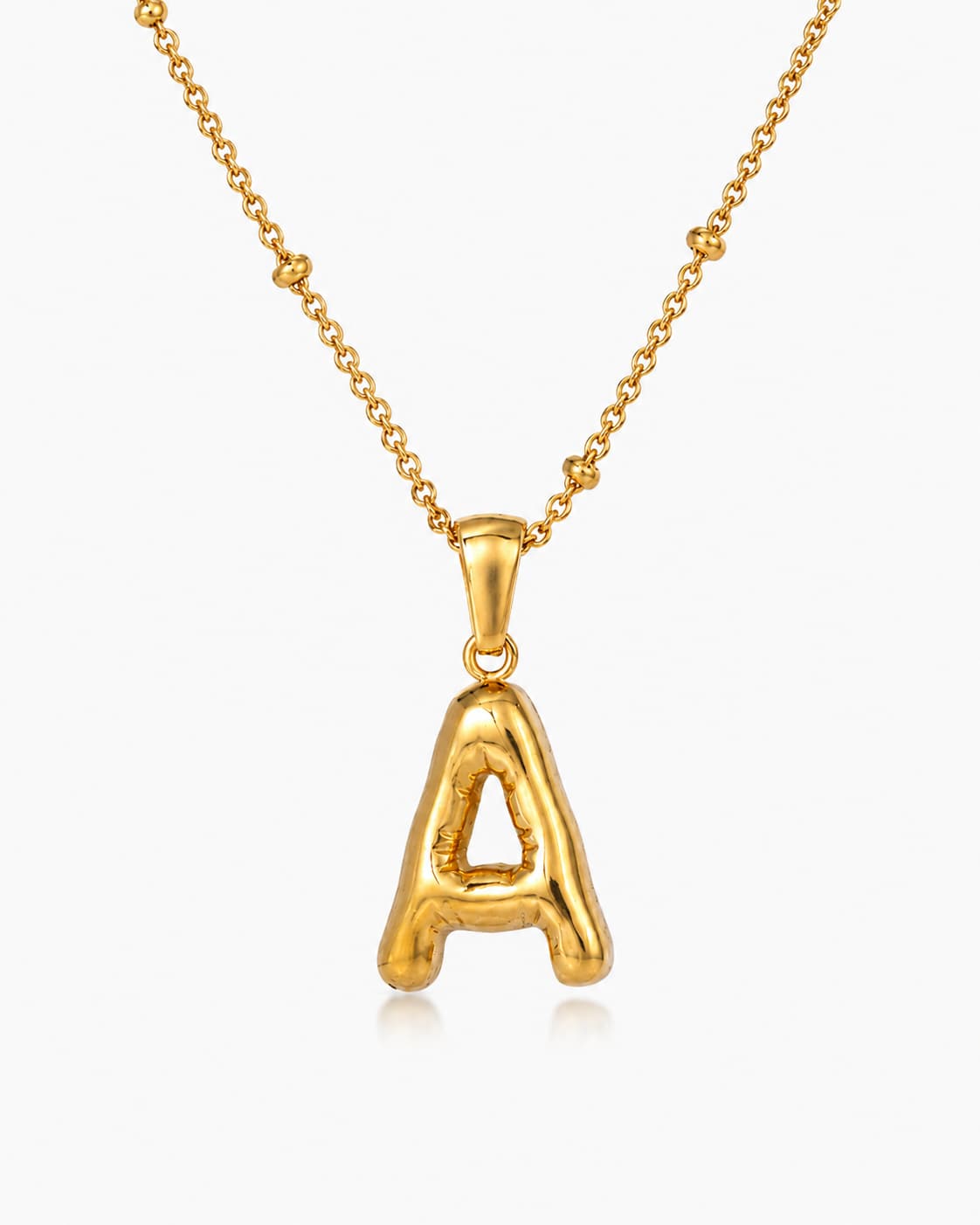 Gold Bubble Initial Necklace
