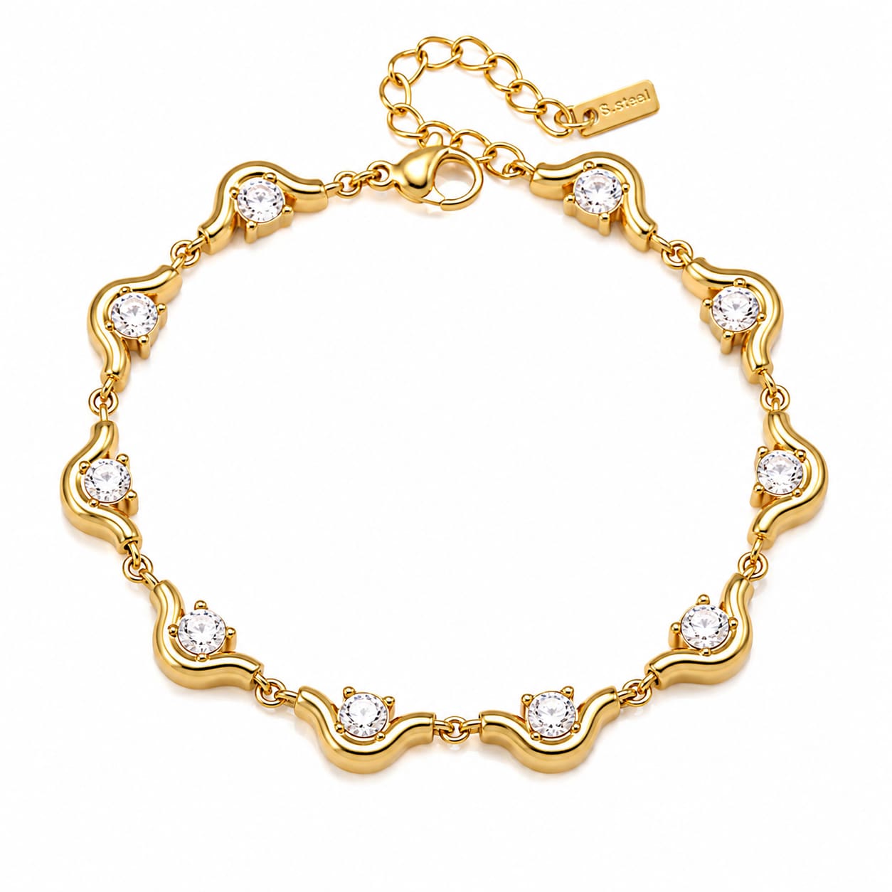 Aurelle Wave Crystal Bracelet