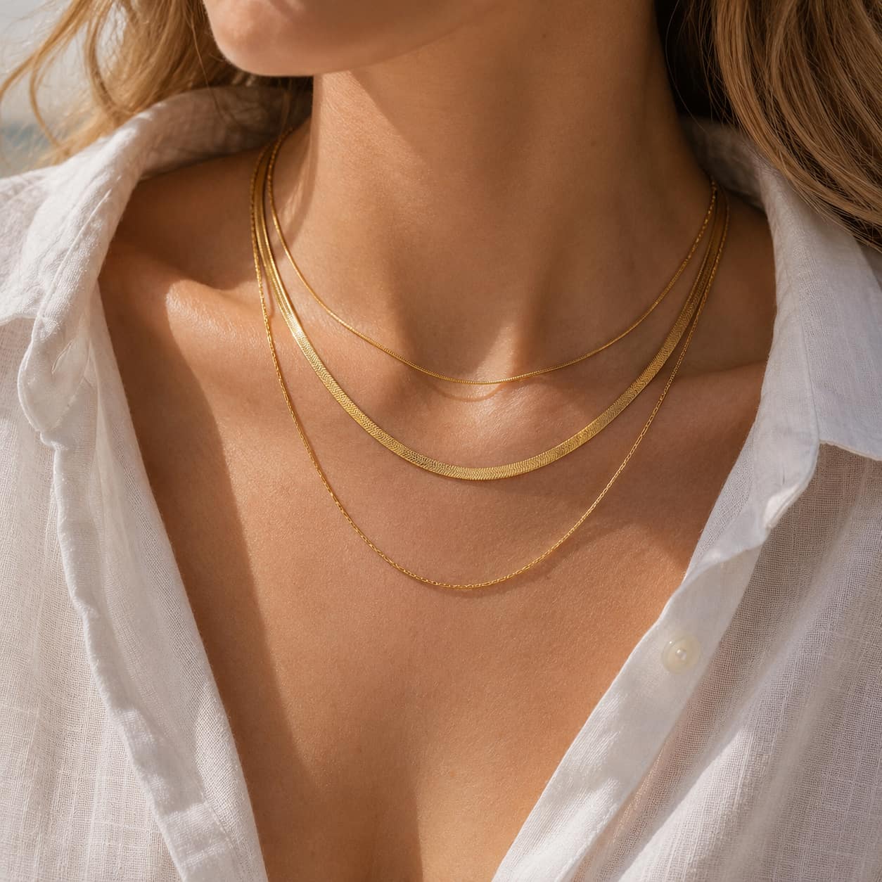 Golden Cascade Layered Necklace