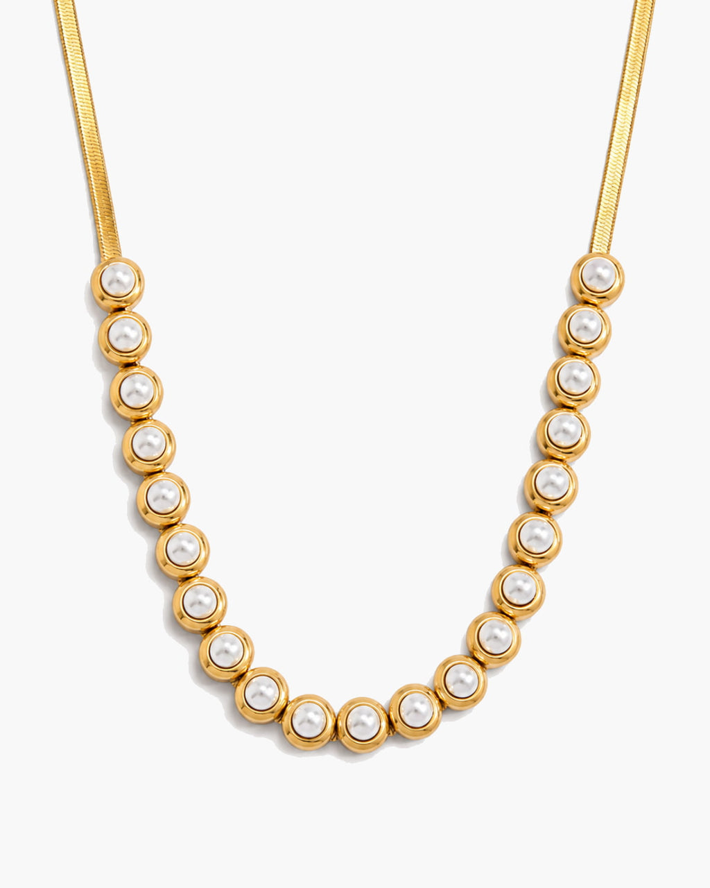 Gold Pearl Collar Necklace
