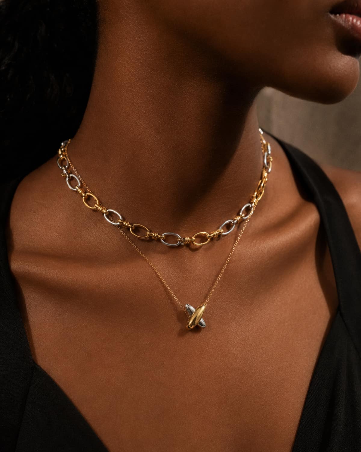 Dual Tone Link Necklace