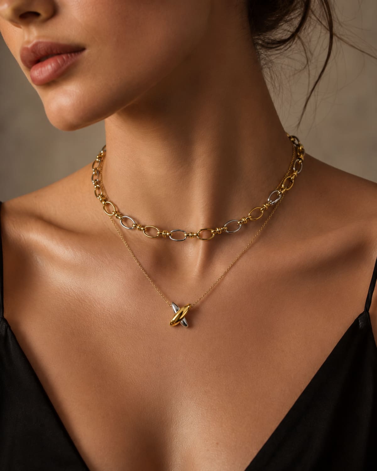 Dual Tone Link Necklace