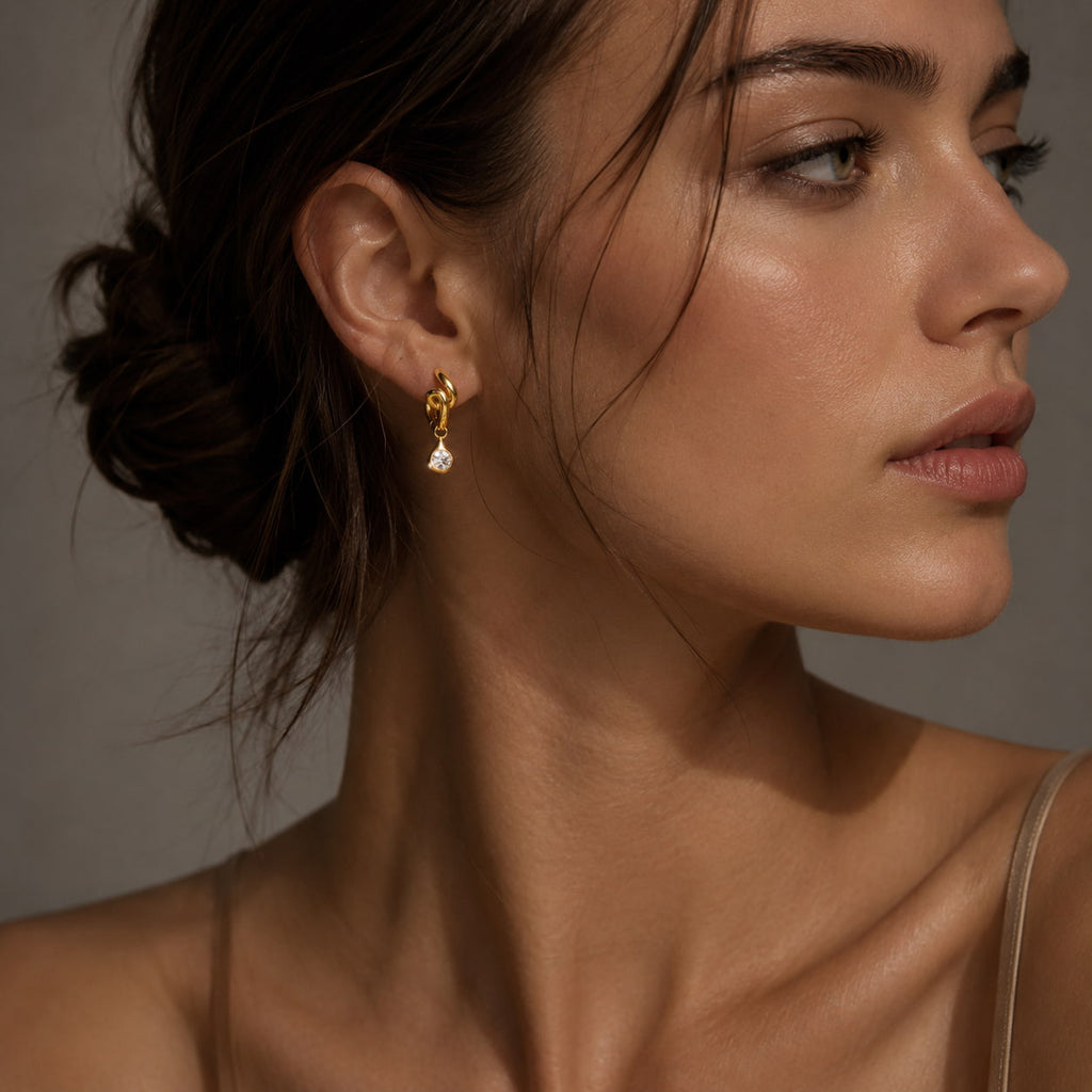 Aurelia Knot Drop Huggie Earrings