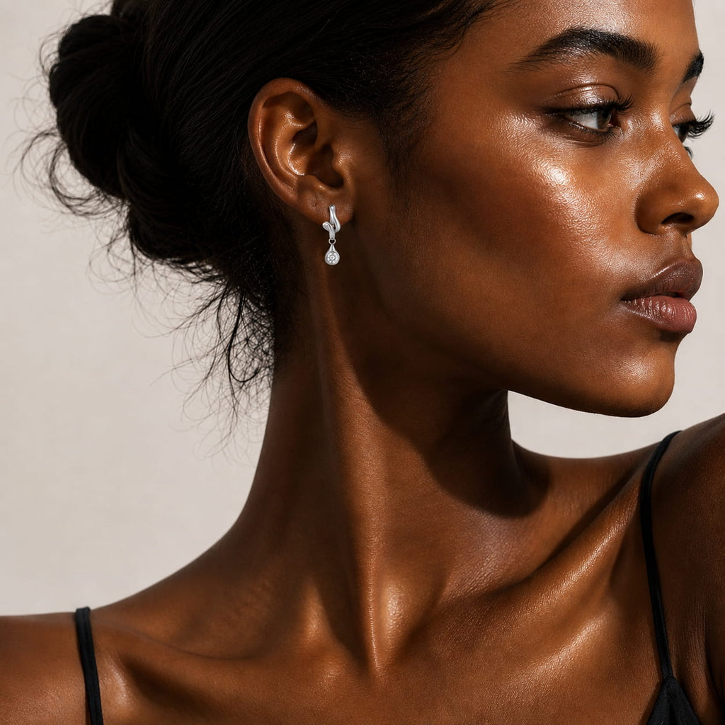 Aurelia Knot Drop Huggie Earrings