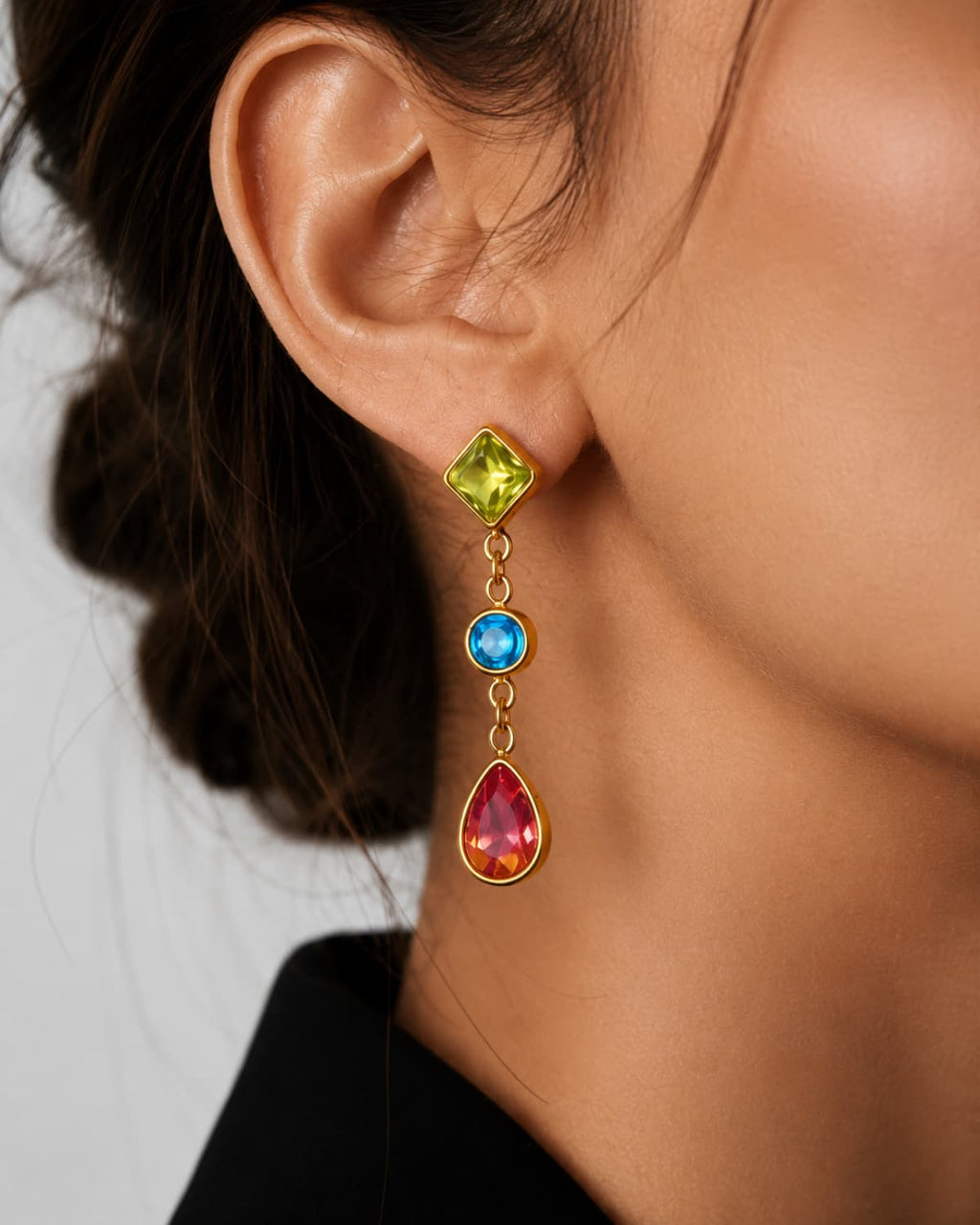 Mosaic Prism Drop Earrings