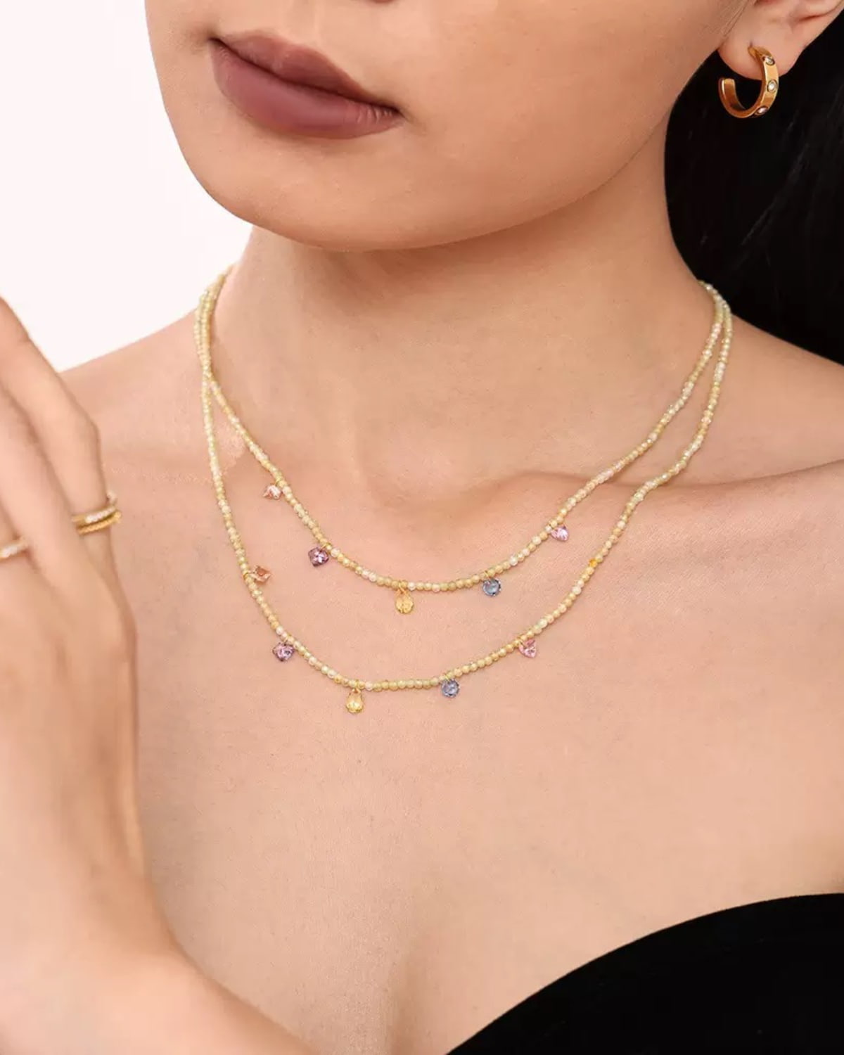 Natural Stone Crystal Charm Necklace